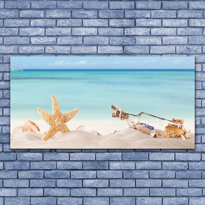 Canvas Wall art Sand starfish bottle art brown beige