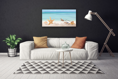 Canvas Wall art Sand starfish bottle art brown beige