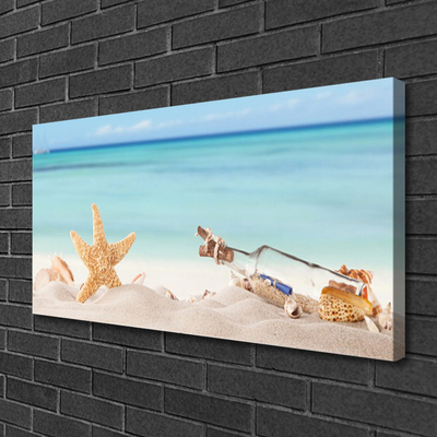 Canvas Wall art Sand starfish bottle art brown beige