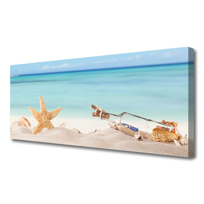 Canvas Wall art Sand starfish bottle art brown beige