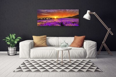 Canvas Wall art Sun meadow flowers nature yellow pink