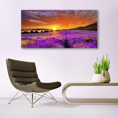 Canvas Wall art Sun meadow flowers nature yellow pink