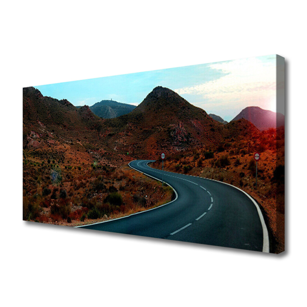 Canvas Wall art Mountain road landscape brown black white