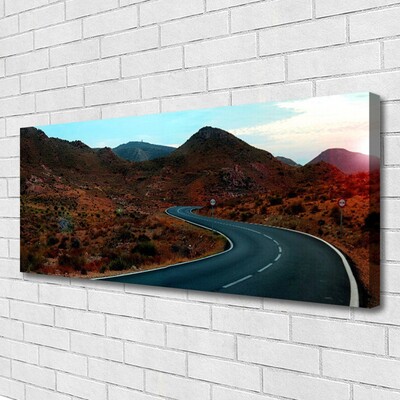 Canvas Wall art Mountain road landscape brown black white