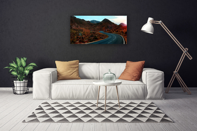 Canvas Wall art Mountain road landscape brown black white