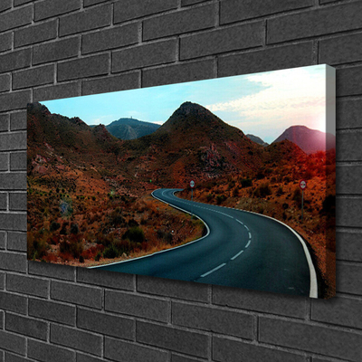 Canvas Wall art Mountain road landscape brown black white