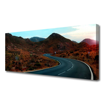 Canvas Wall art Mountain road landscape brown black white