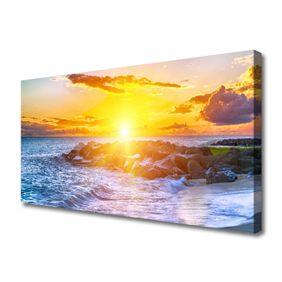 Canvas Wall art Sun sea landscape blue yellow