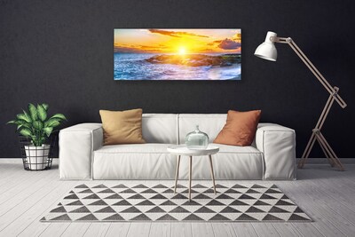 Canvas Wall art Sun sea landscape blue yellow