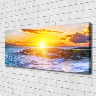 Canvas Wall art Sun sea landscape blue yellow