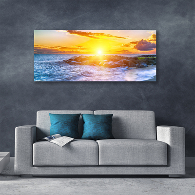 Canvas Wall art Sun sea landscape blue yellow