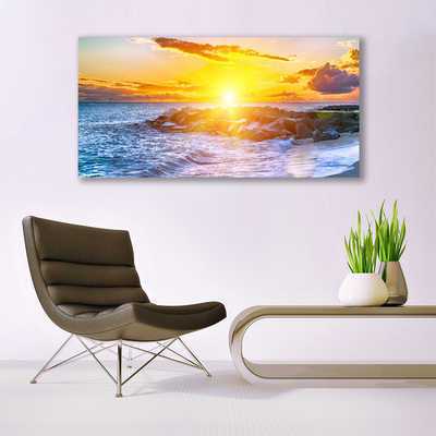 Canvas Wall art Sun sea landscape blue yellow