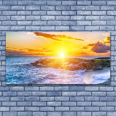 Canvas Wall art Sun sea landscape blue yellow