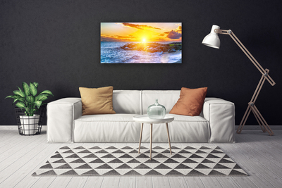 Canvas Wall art Sun sea landscape blue yellow