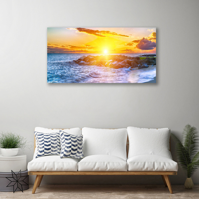 Canvas Wall art Sun sea landscape blue yellow