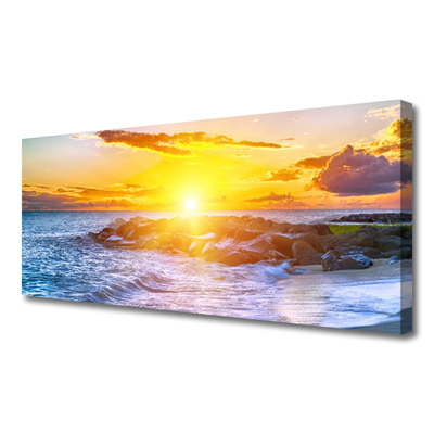 Canvas Wall art Sun sea landscape blue yellow