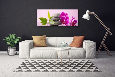 Canvas Wall art Flower stones leaves floral pink grey green