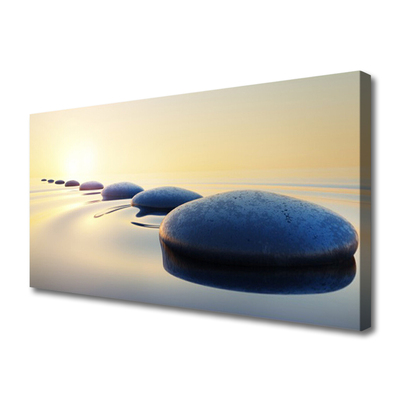 Canvas Wall art Water stones art blue yellow