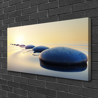 Canvas Wall art Water stones art blue yellow