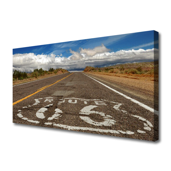 Canvas Wall art Road landscape grey white