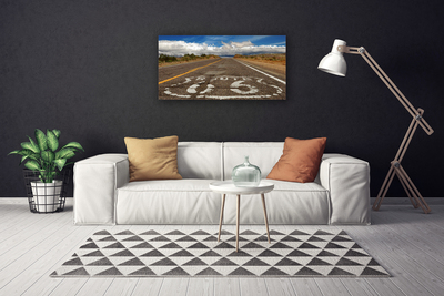 Canvas Wall art Road landscape grey white