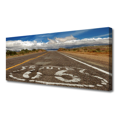 Canvas Wall art Road landscape grey white