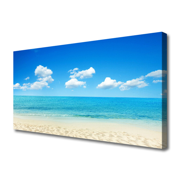 Canvas Wall art Beach sea landscape white blue