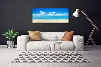 Canvas Wall art Beach sea landscape white blue