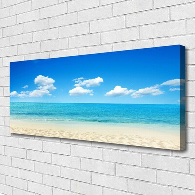 Canvas Wall art Beach sea landscape white blue