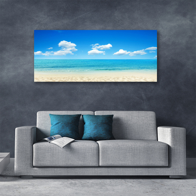 Canvas Wall art Beach sea landscape white blue