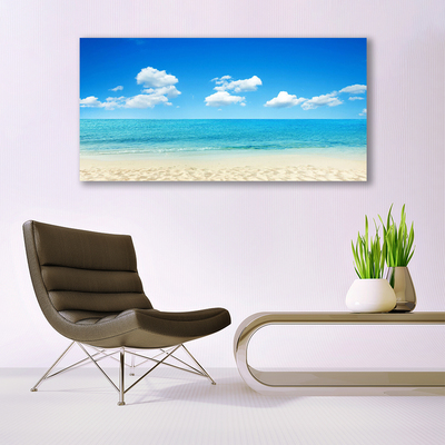 Canvas Wall art Beach sea landscape white blue