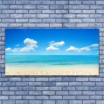 Canvas Wall art Beach sea landscape white blue