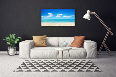 Canvas Wall art Beach sea landscape white blue