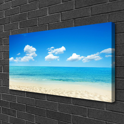 Canvas Wall art Beach sea landscape white blue