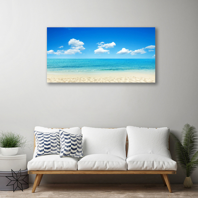 Canvas Wall art Beach sea landscape white blue