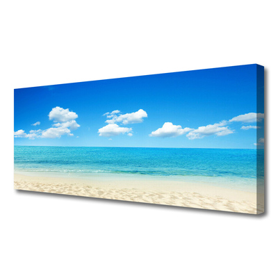 Canvas Wall art Beach sea landscape white blue