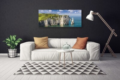 Canvas Wall art Rock sea landscape green grey blue