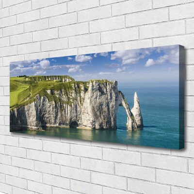 Canvas Wall art Rock sea landscape green grey blue