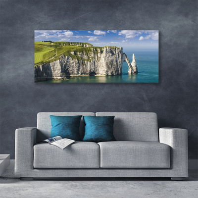 Canvas Wall art Rock sea landscape green grey blue