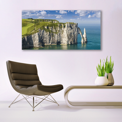 Canvas Wall art Rock sea landscape green grey blue