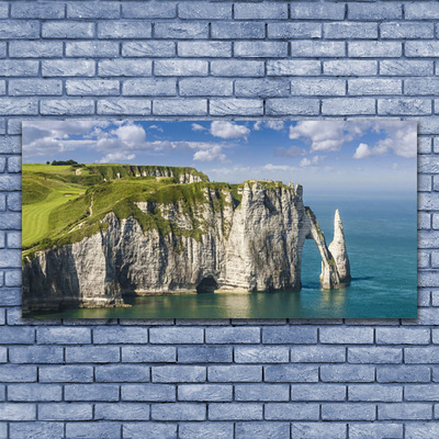 Canvas Wall art Rock sea landscape green grey blue