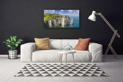 Canvas Wall art Rock sea landscape green grey blue