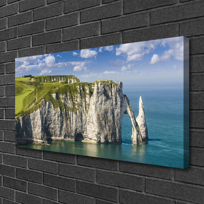 Canvas Wall art Rock sea landscape green grey blue