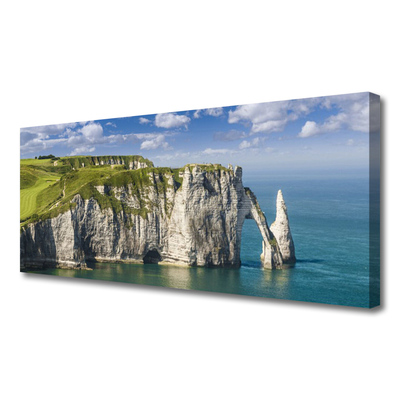 Canvas Wall art Rock sea landscape green grey blue