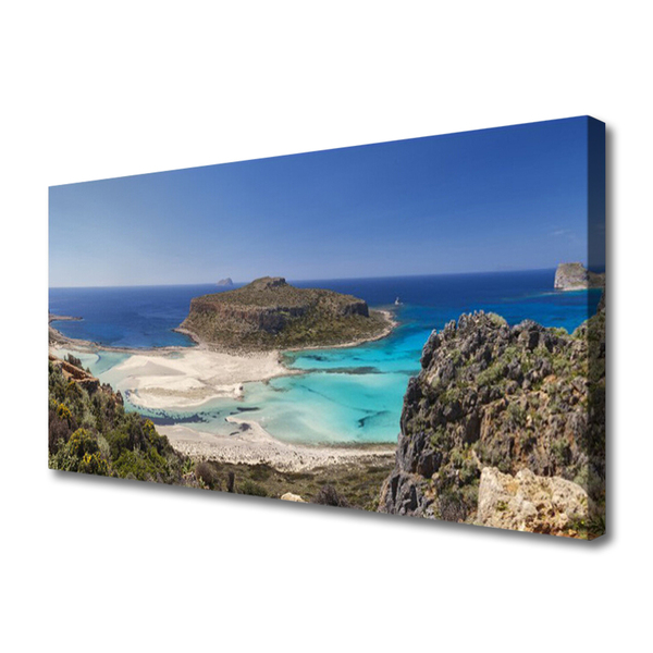 Canvas Wall art Beach sea landscape brown blue