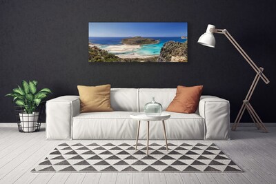 Canvas Wall art Beach sea landscape brown blue