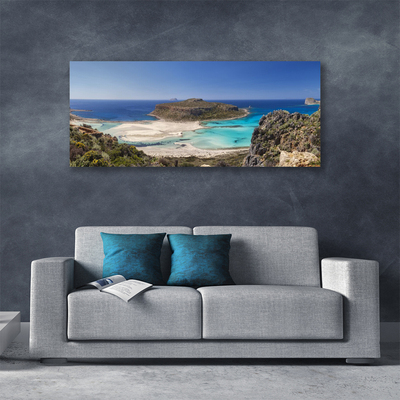 Canvas Wall art Beach sea landscape brown blue