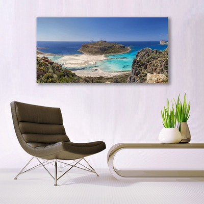 Canvas Wall art Beach sea landscape brown blue