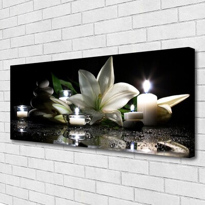 Canvas Wall art Stones flower candles art black white yellow