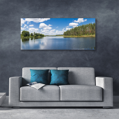 Canvas Wall art Forest lake landscape green blue